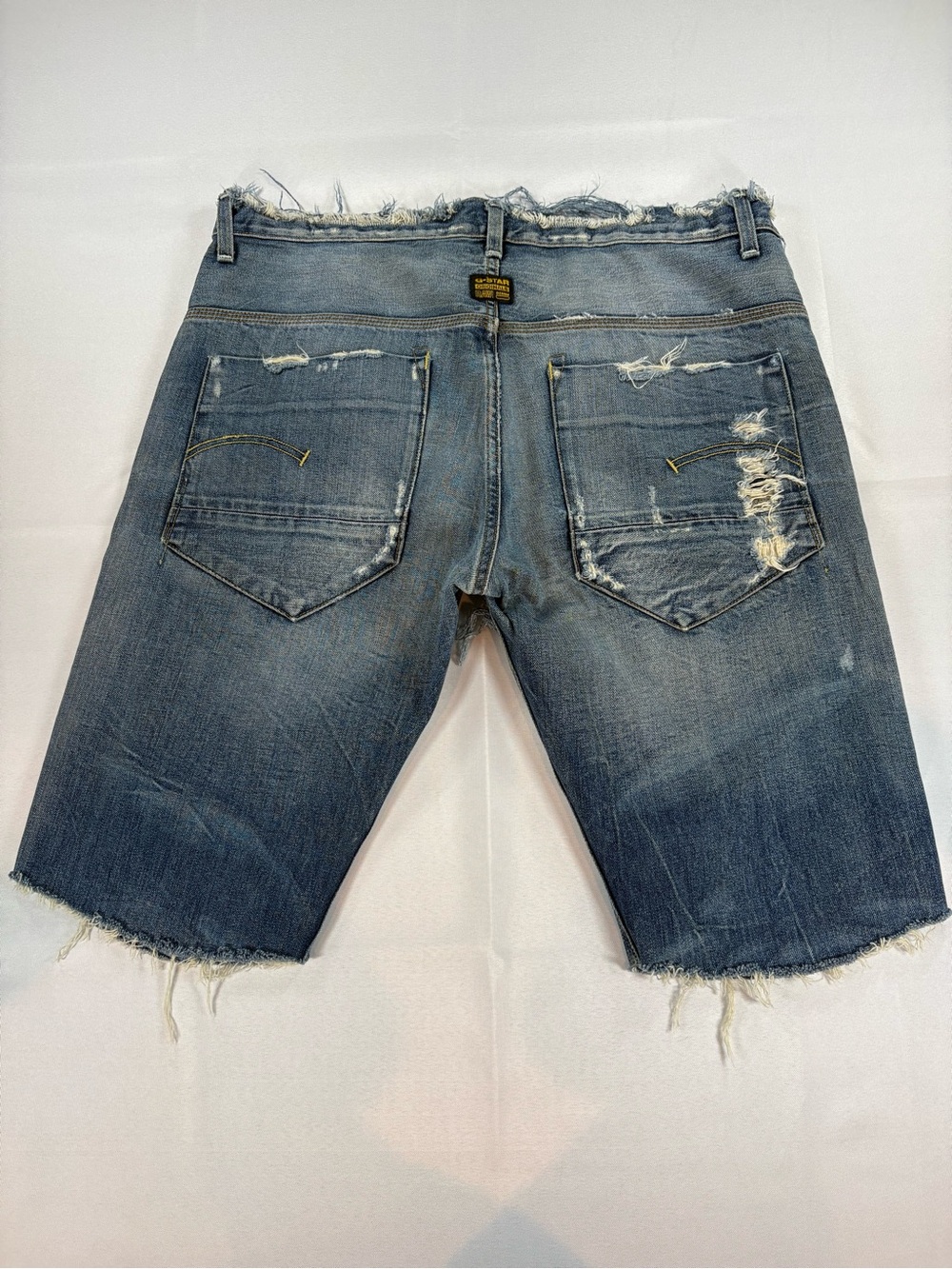G-Star RAW Distressed Denim Cutoff Shorts Men’s 36 Medium Wash - Picture 2 of 7